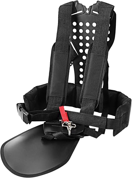 Harnais double sangle pour débroussailleuse et coupe-bordure, réglable, rembourré, noir