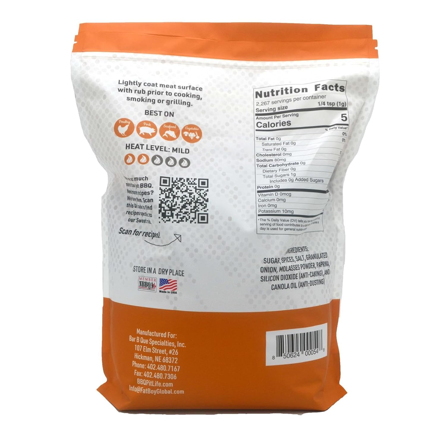 Sweet Rub 5 lb Bag - Great on Pork, Poultry, Chicken, Seafood and More