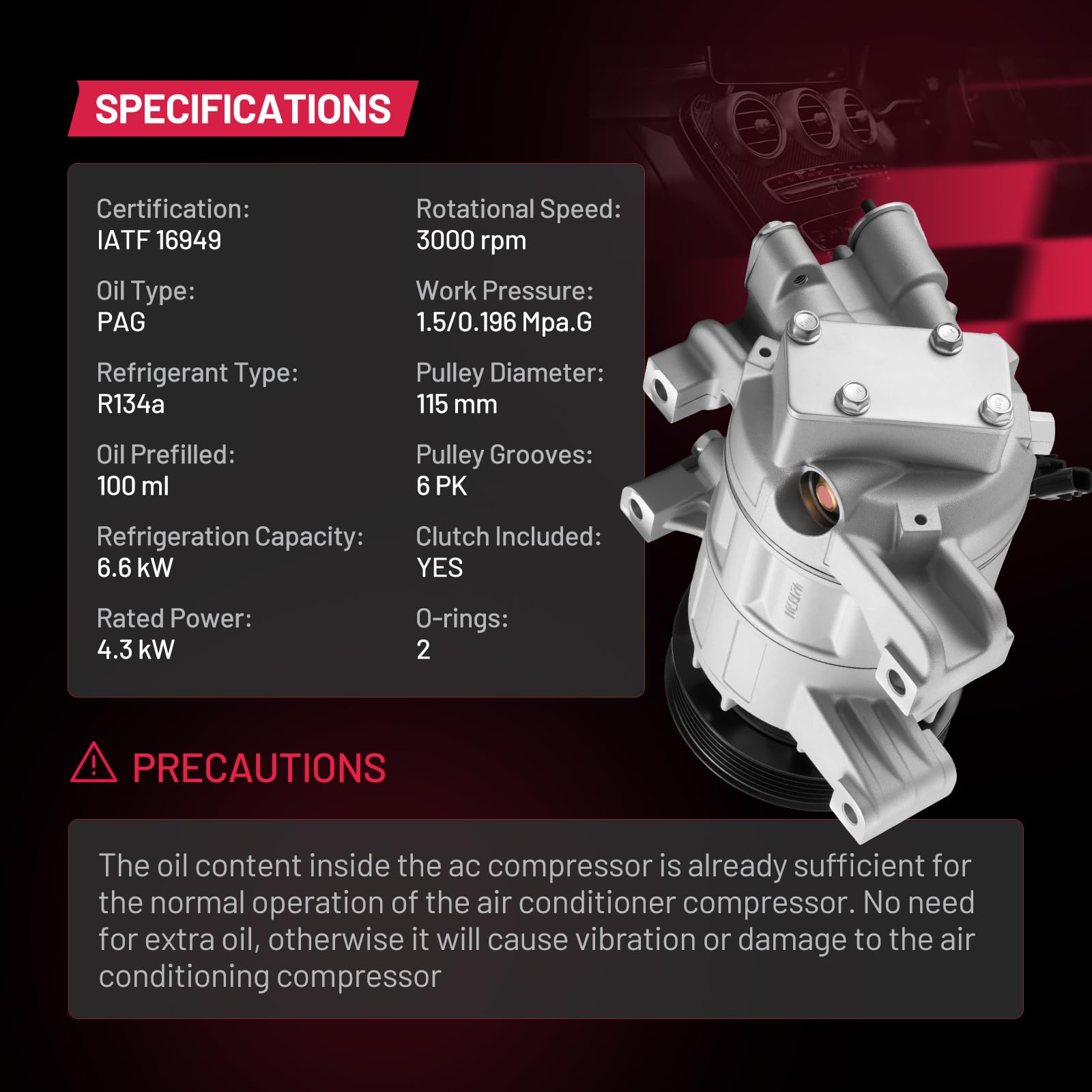 Amazon.com: BDFHYK 77664 AC Compressor with Clutch Compatible with