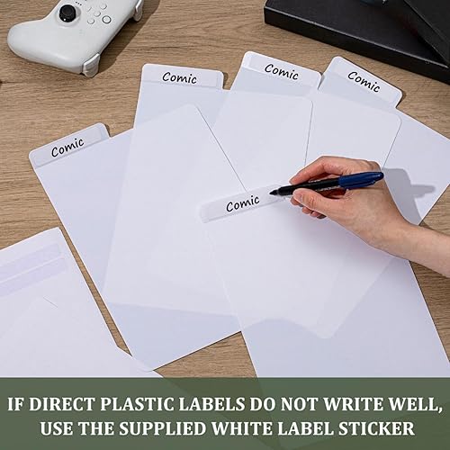 Miniatura 10 de Henoyso 50 separadores de cómics con pestaña con pestañas, separador de tarjetas blanco esmerilado, separadores de plástico para cajas de