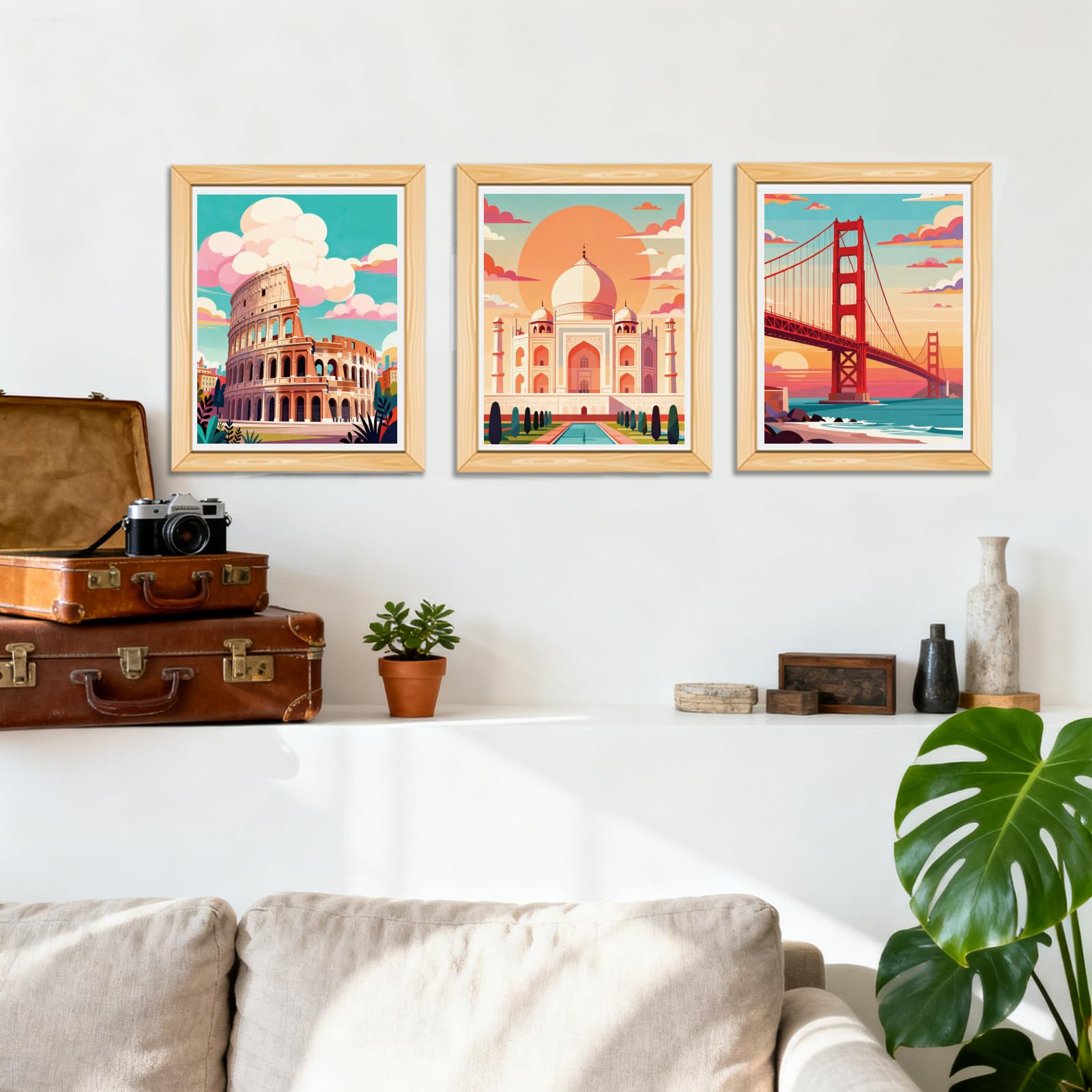 MAYJOYDIY 12 tele pre-disegnate per dipingere attrazioni turistiche, per adulti, 25 x 20 cm, fai da te, per principianti, studenti, regali per feste