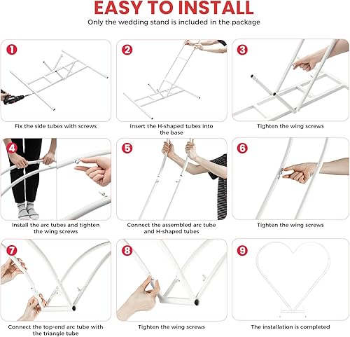 Miniatura 6 de Arco de boda moderno en forma de corazón de metal para arco de boda con marco de globo, marco de globos, estante de exhibición de bodas, eventos,