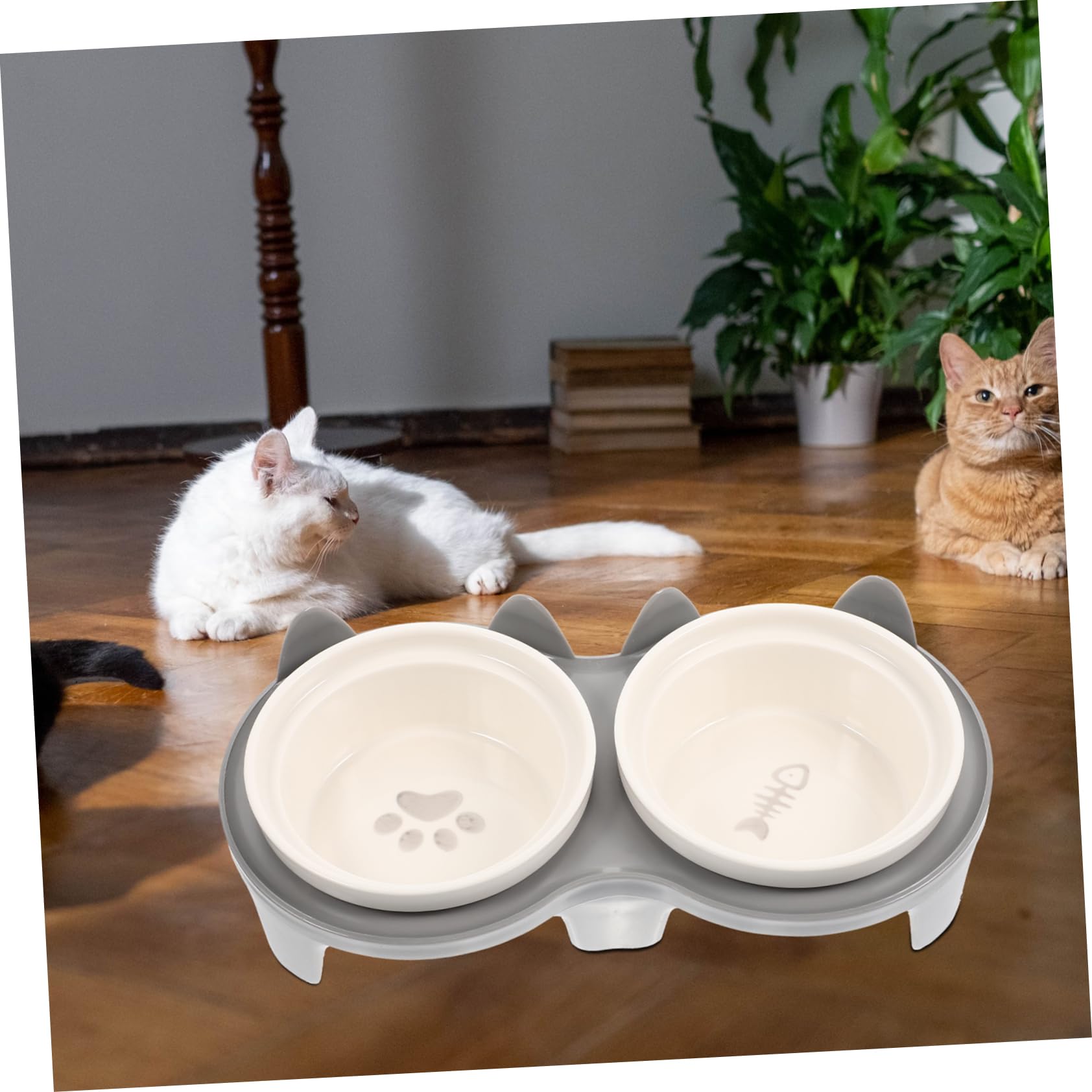 Milisten Gamelle pour Chat en Céramique à Double Bol Surélevée et Inclinée