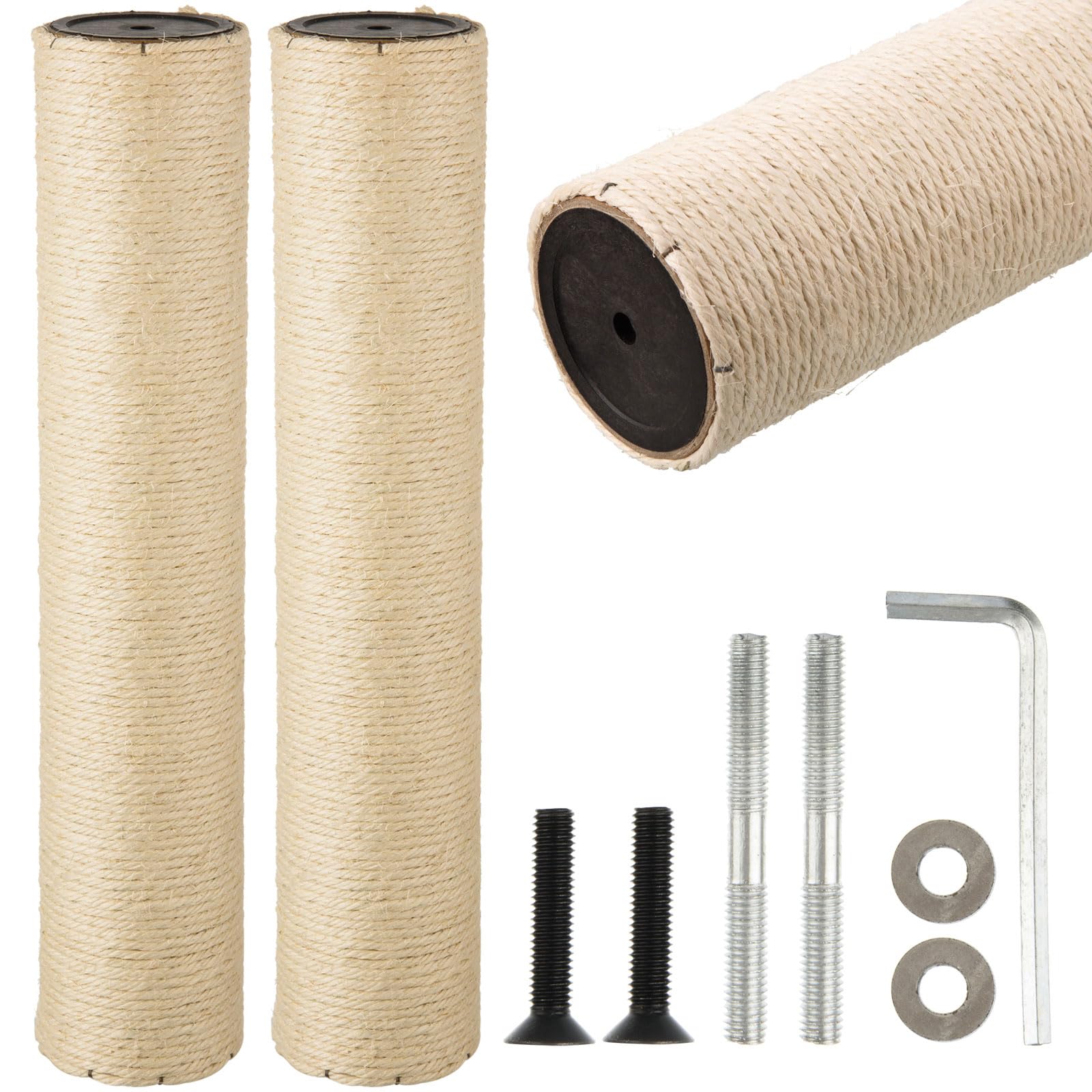2 Root Cat Scratching Post Replacement 17.72x3.54 Cat Tree Scratch Post Replacement Natural Sisal Pole Cat Scratch Post Refill Pole Part with M8