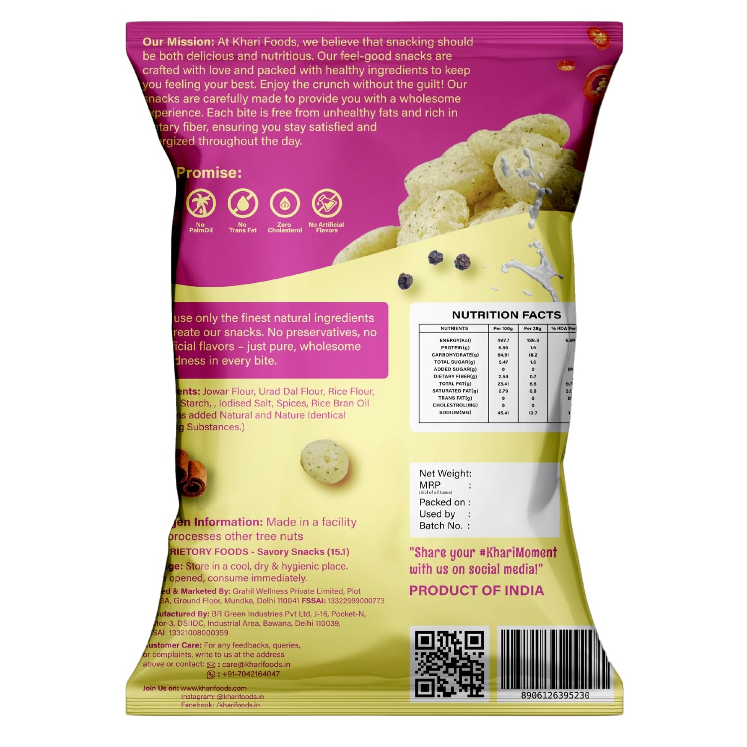 Khari Foods Jowar Pops, Cream Onion Flavoured, No Palm Oil, No Maida, Millet Goodness, Fibre Rich, Zero Cholestrol, Baked Gluten Free Vegan Snacks for Kids, Adults (50g x 4) 4