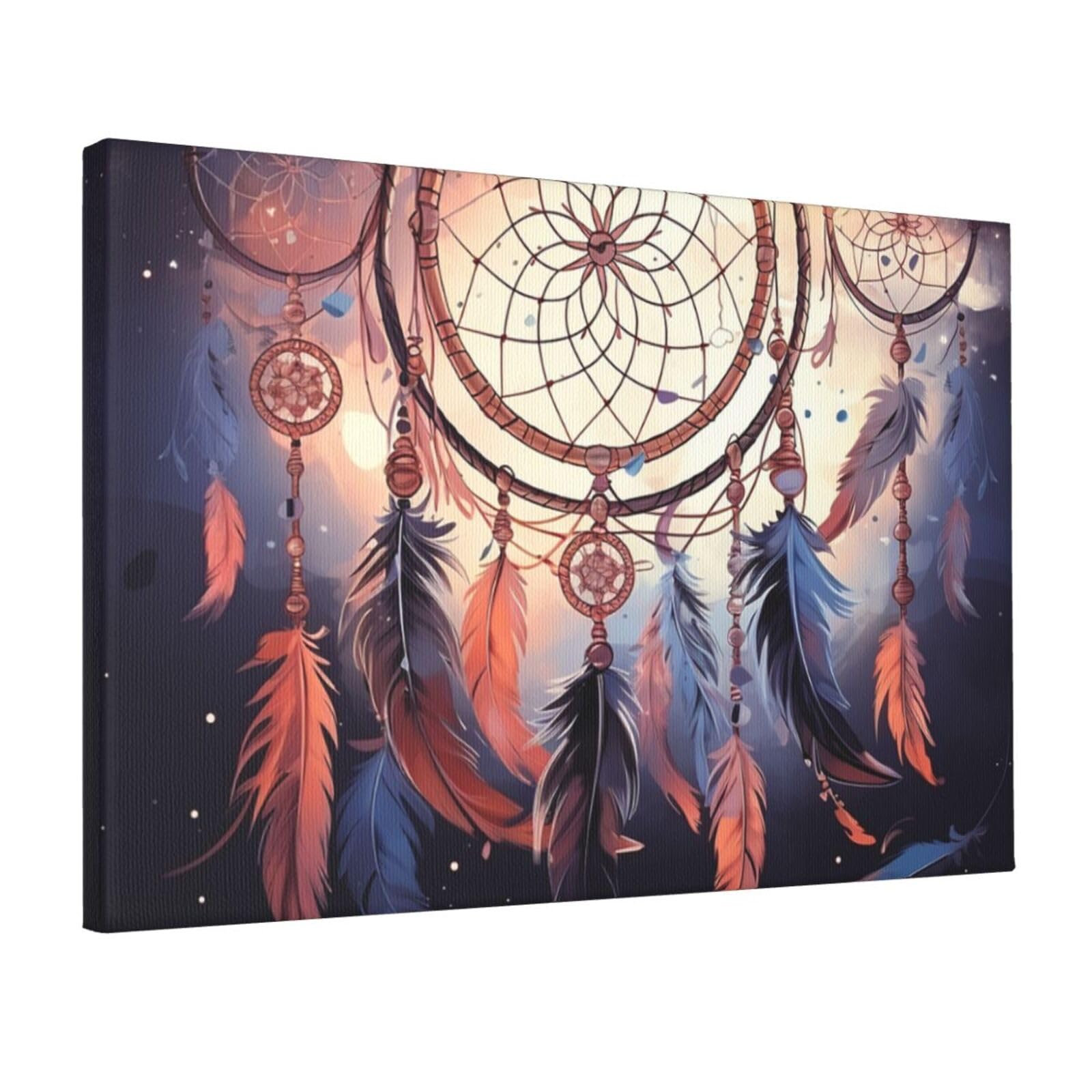 KLOPH Native American Dream Catcher Canvas Wall Art for Living Room 12"x18" Modern Artwork Painting for Bathroom Hanging Canvas Prints Aesthetic Wallart for Bedroom Kitchen Office Wall Decor