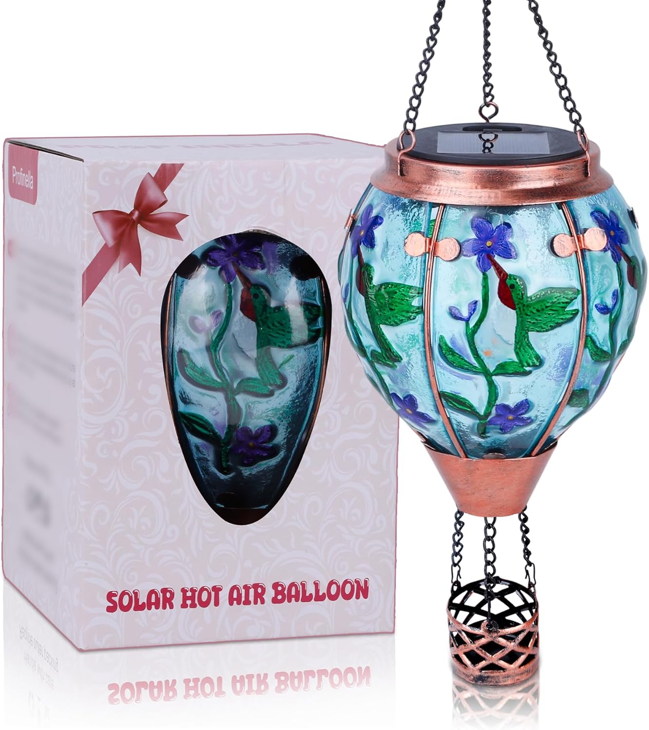 Hummingbird Solar Hot Air Balloon Lantern,Outdoor Decor with Flame Lights Waterproof, Hanging for Garden Yard Patio, Unique Gifts for Women Mom Grandma for Christmas