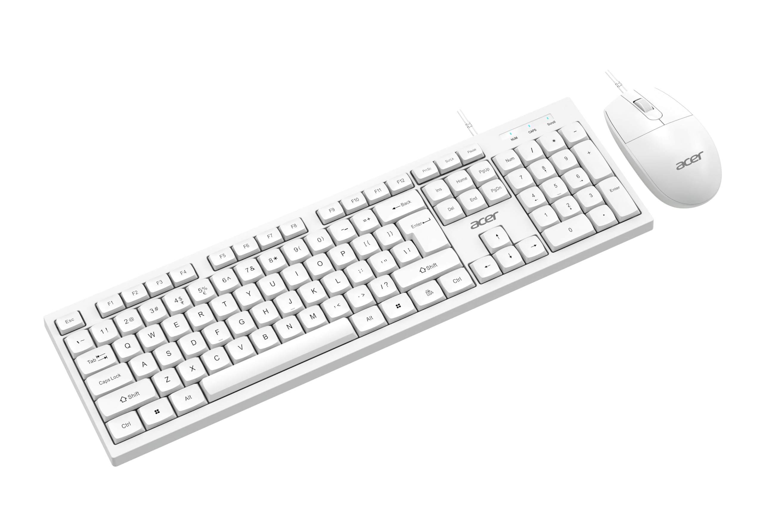 Acer OfficeMate Wired Keyboard Mouse Combo | 104 Keys Full Size Keyboard | 1200 DPI Optical Mouse | USB Plug & Play | Silent Soft Touch Keys | Ergonomic Design | Windows Compatible I White-image-5