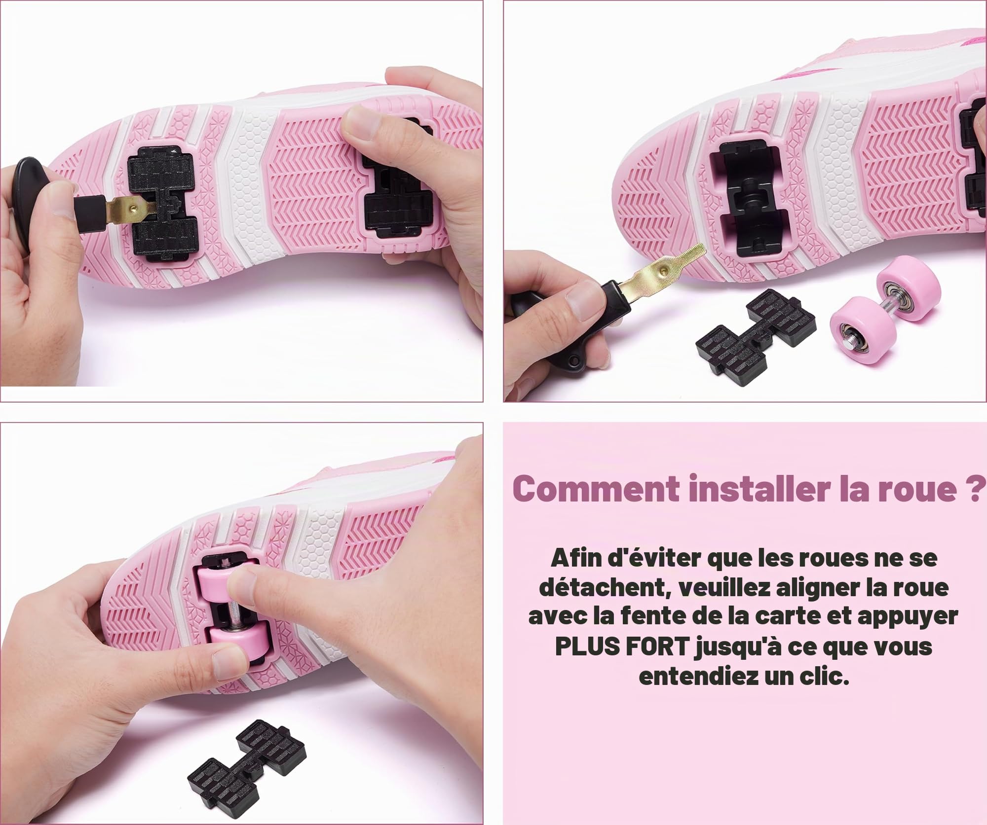 Chaussures à roulettes pour filles et garçons avec roues amovibles à l'avant et à l'arrière - Baskets tendance avec roues