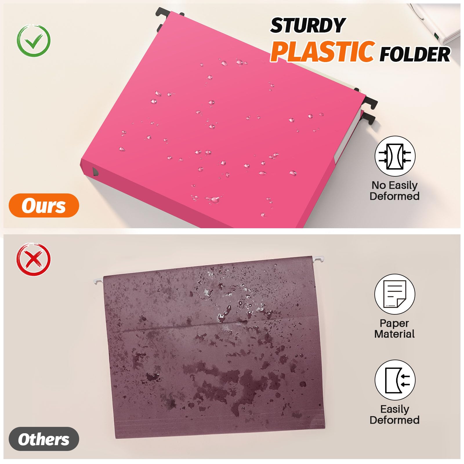 Shutex Cartelle portadocumenti in plastica da appendere, confezione da 12 cartelle rinforzate espandibili formato lettera, tasca a fisarmonica, resistenti, espandibili da 5 cm, organizer rigido da