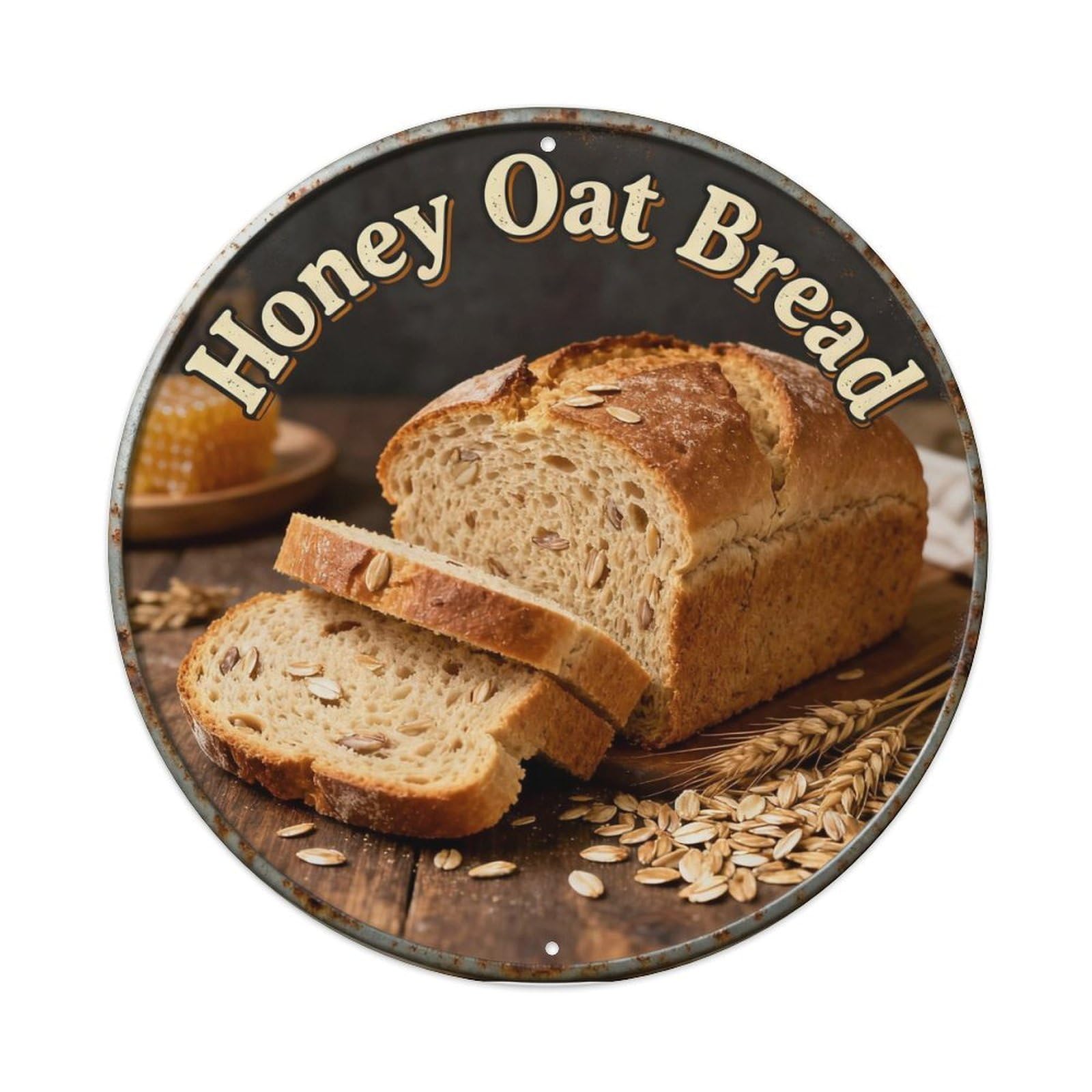 Honey Oat Bread Metal Tin Sign Plaque