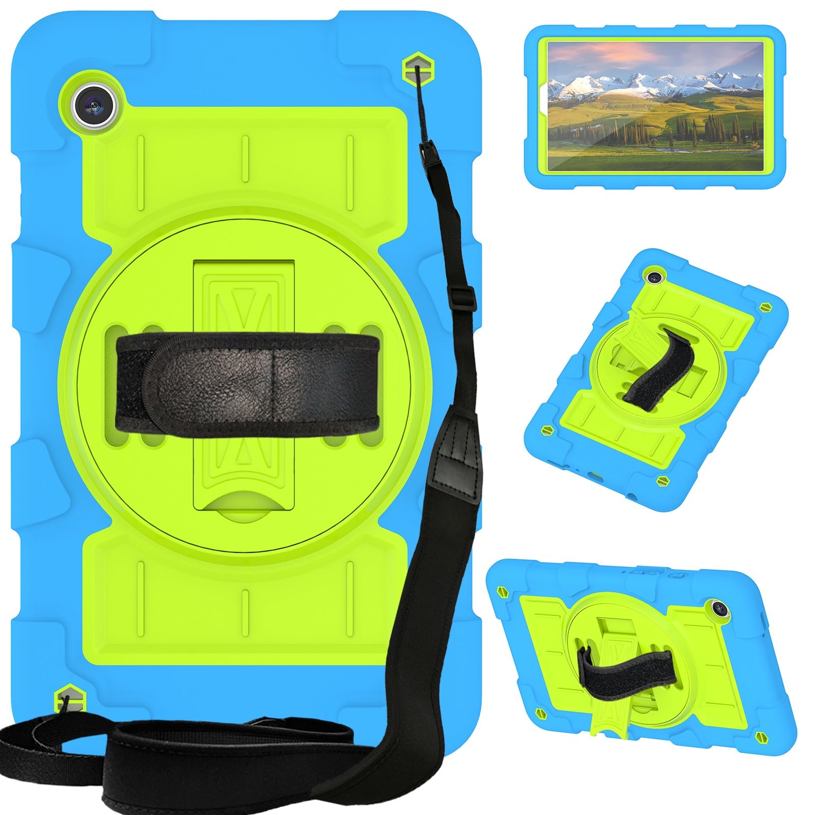 Custodia protettiva per tablet PC Galaxy Tab A9 custodia ibrida resistente antiurto custodia protettiva compatibile con Samsung Galaxy Tab A9 8,7" SM-X110/X115/X117 con tracolla/rotazione a 360° Ha