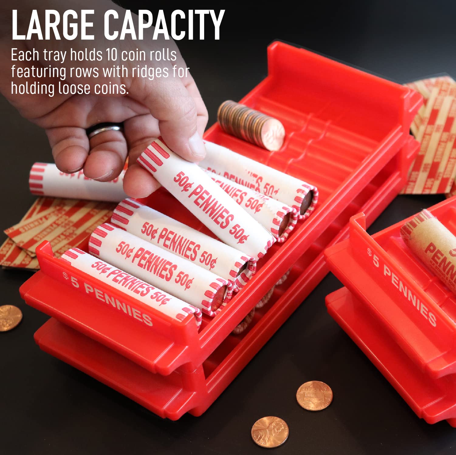 Heavy Duty Pennies Coin Trays With Wrappers - Holds Up To $5 In Pennies - View #12