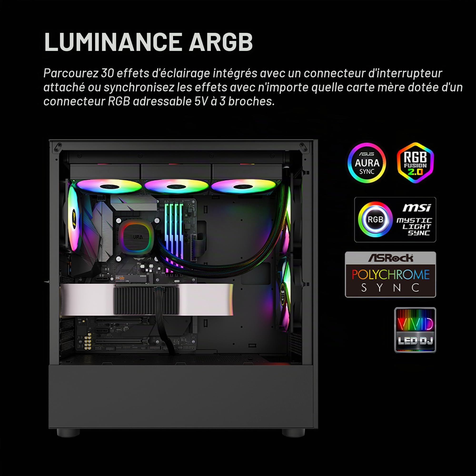 GAMDIAS Aura GL360 V2 AIO Refroidisseur liquide pour processeur 360 mm, conception de routage facile des câbles, pompe rotative à performance rotative, 3 ventilateurs PWM ARGB à faible bruit de 120 mm