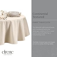 Vista 2 de Elrene Home Fashions Continental - Mantel de textura sólida, resistente al agua y a las manchas, 60 x 84 pulgadas, ovalado, marfil
