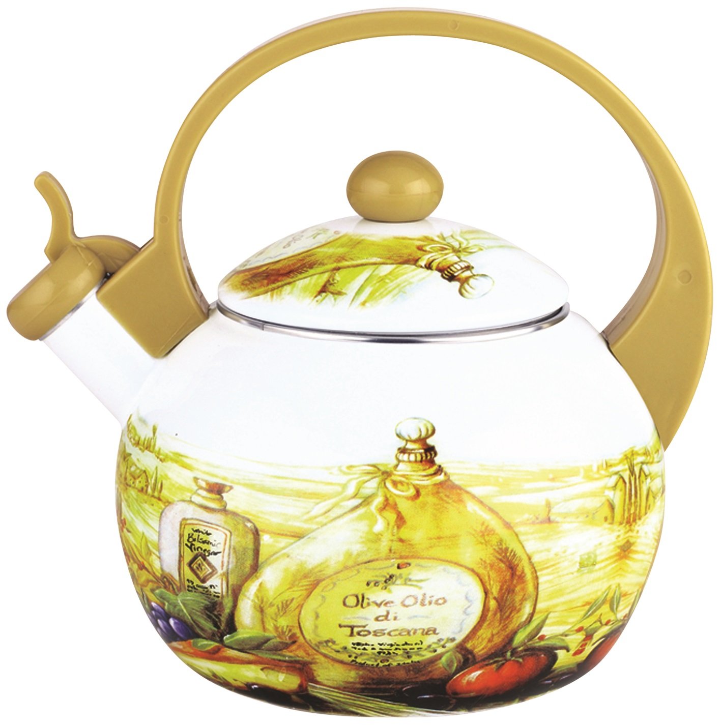 King Hoff 3700 Induction Enamel Stove Top Tea Kettle/Whistling Kettle 2.0L (Olive)