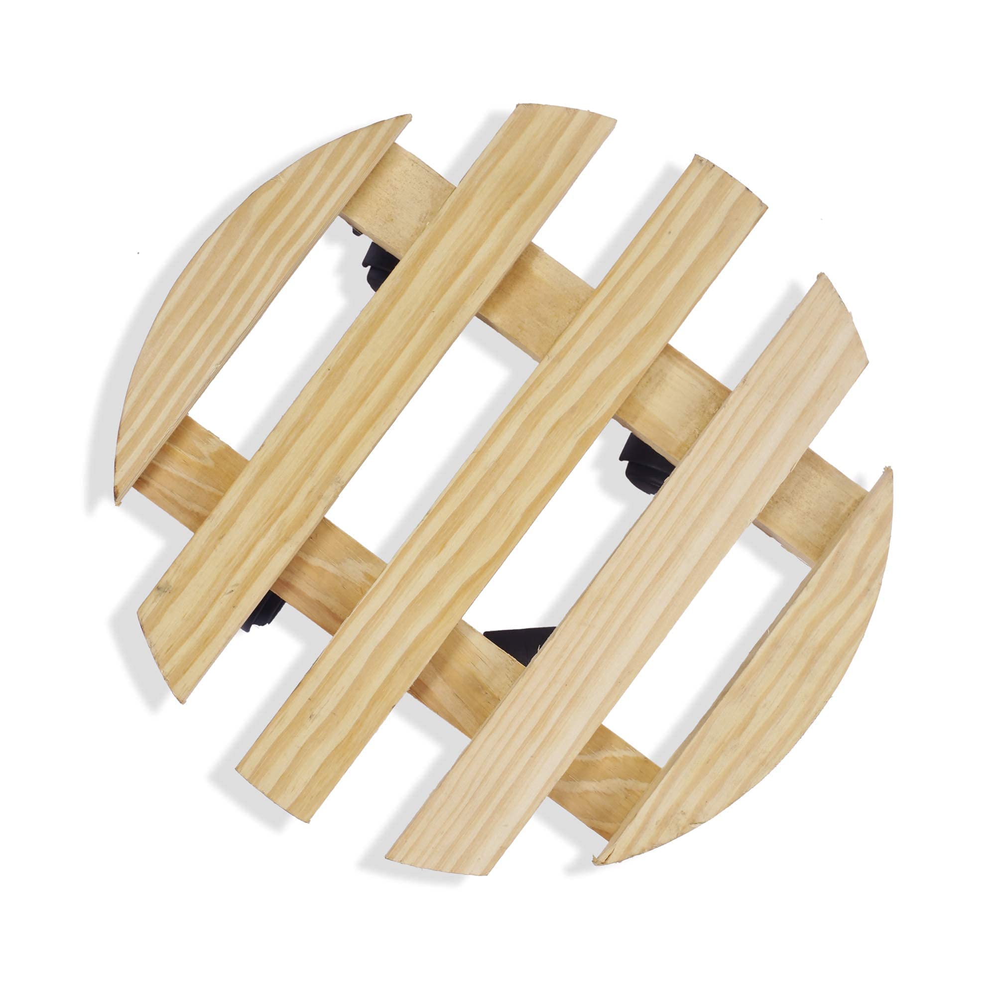 Sharpex Wooden Plant Stand Beige Planter Trolley Rolling Tray Coaster