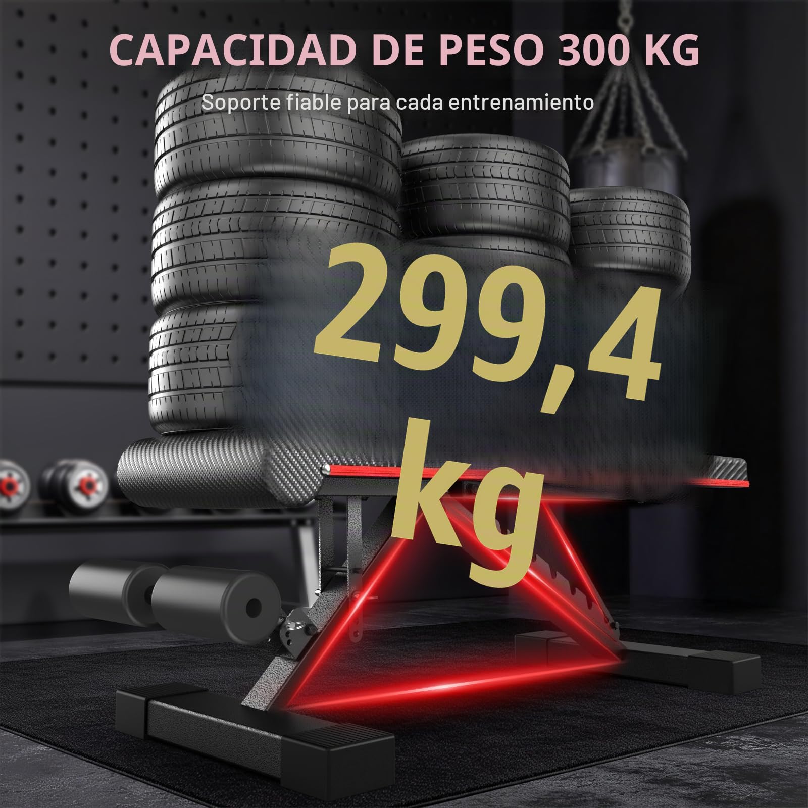 PASYOU Banco de Pesas Plegable, Carga 300kg, Banco de Fitness Ajustable Multifunción para Entrenamiento Cuerpo Completo, Banco Gimnasio con Asas para Casa y Gimnasio (PA350)