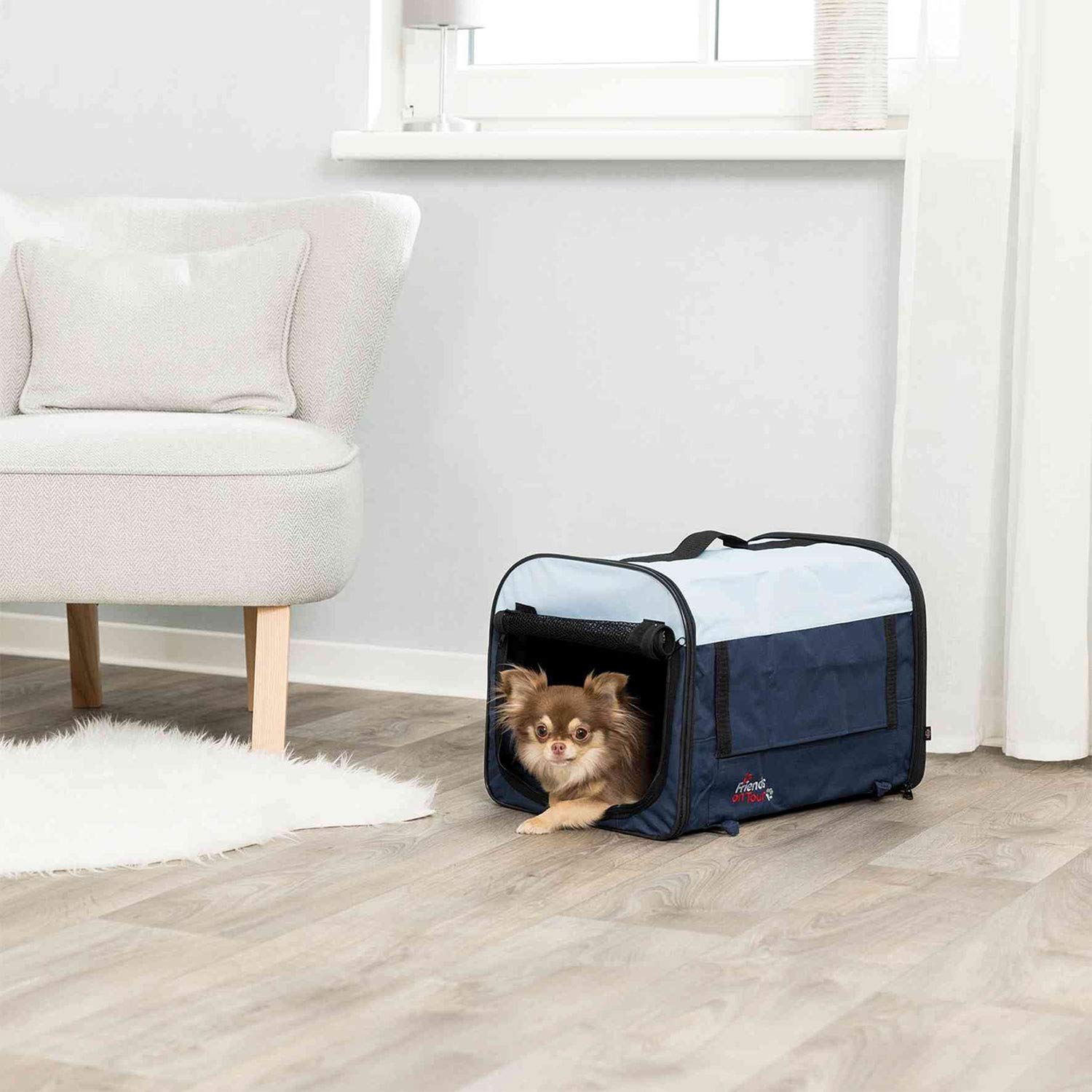 Box pour chien TRIXIE Home - Taille S : 64 x 54 x 48 - hébergement temporaire à la maison - 1 porte à l'avant et 1 sur le côté - pliable - bac de sol - 3922