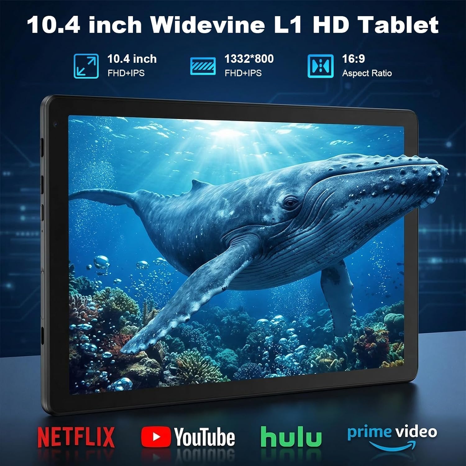 MUISOO Android 15 Tablet, 10.4 inch Tablet, Android Tablets with Keyboard Pen Case Mouse Earphone, 20GB RAM+64GB ROM (TF 1TB), 5000mAh, WiFi 6, BT5.4, Dual Cameras & Speakers, Black — view 4
