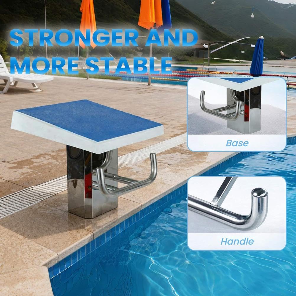 Blocco di partenza per piscina, piattaforma di salto per piscina in acciaio inossidabile 304 con superficie antiscivolo e base resistente, per competizioni e allenamento piscine interne ed esterne