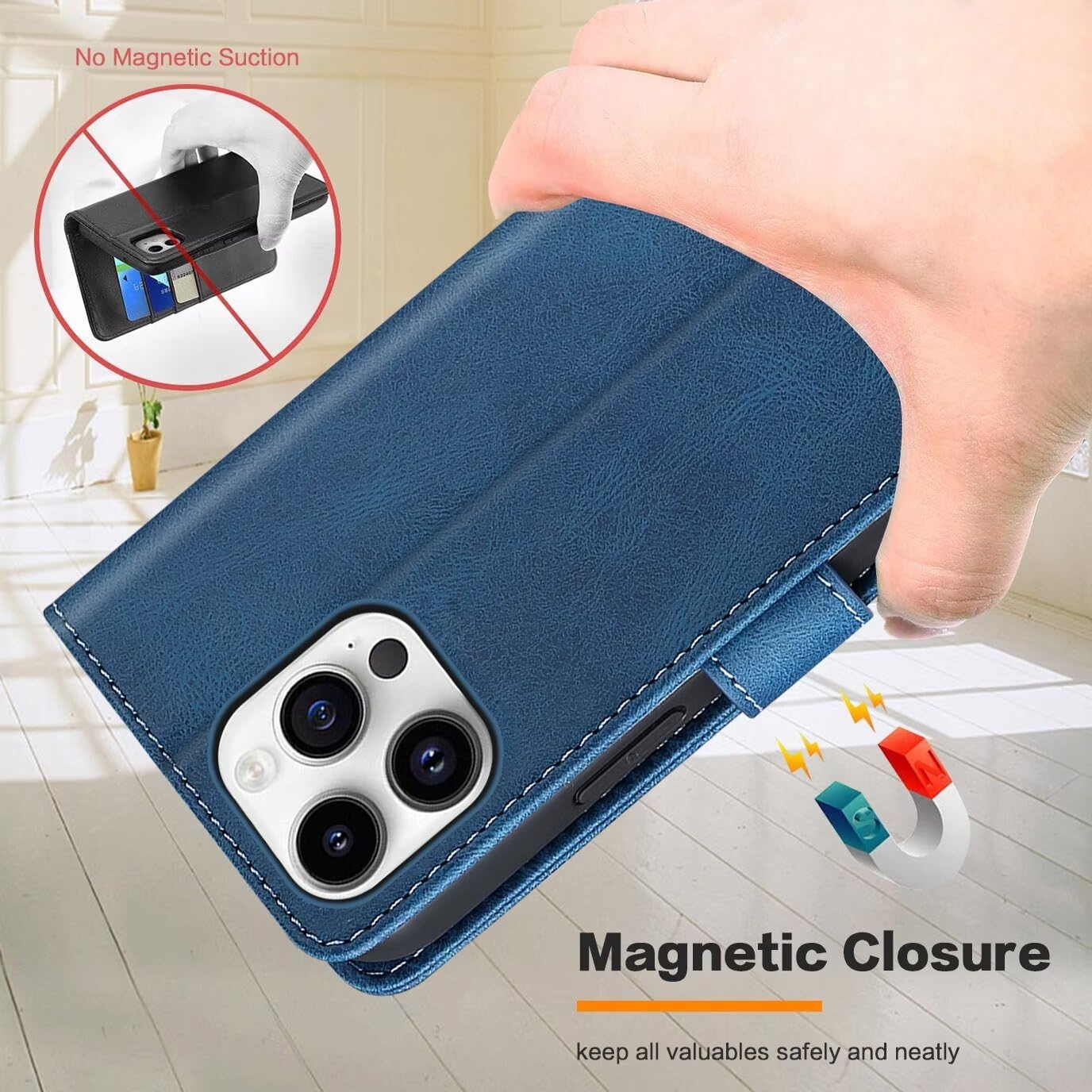 GoodcAcy Wallet Case for iPhone 16 Pro Max Leather Wallet Case, Flip Case with Card Holder and Magnetic Buckle - Image 2
