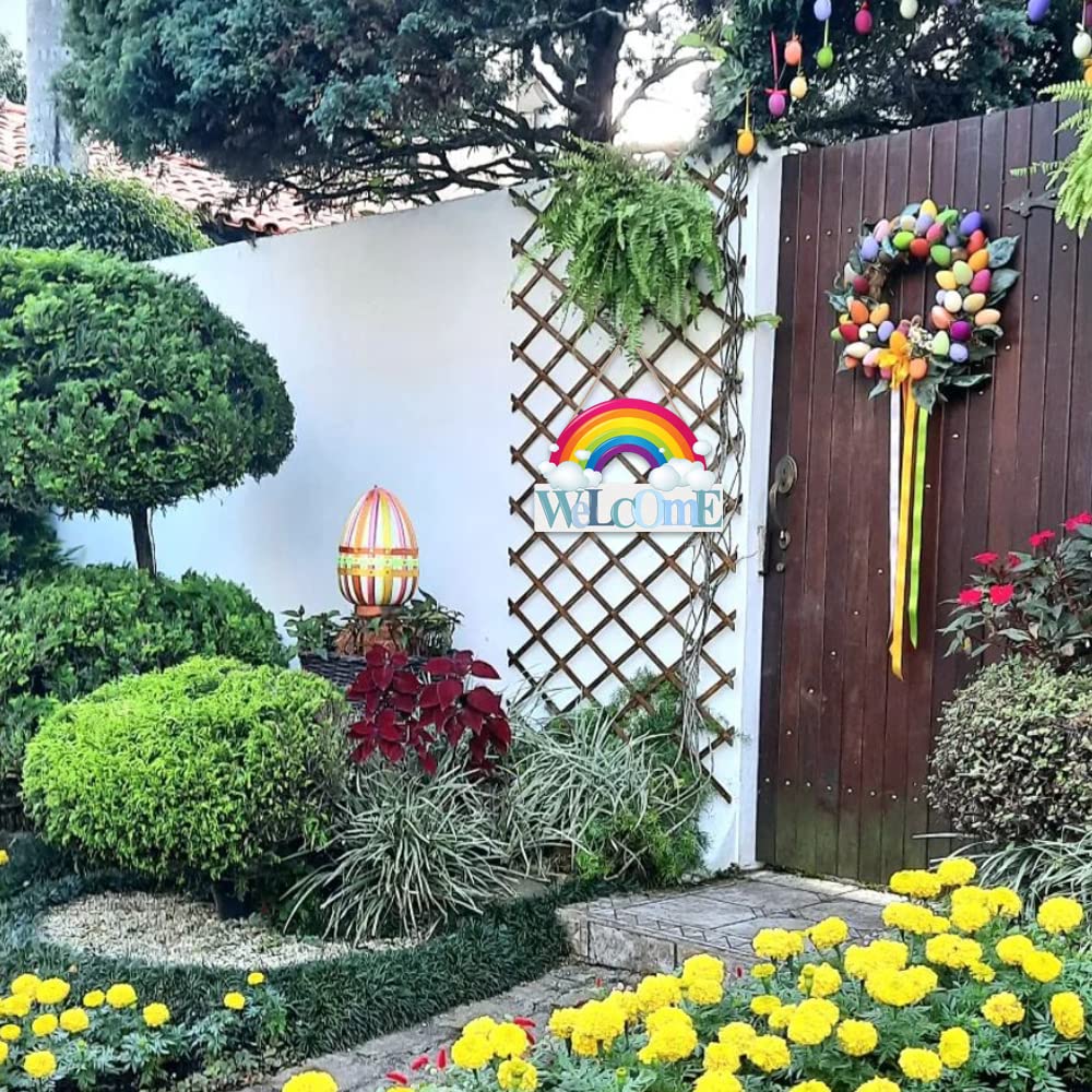 Rainbow Wooden Welcome Sign - Rainbow Cloud Cute Nursery Hanging