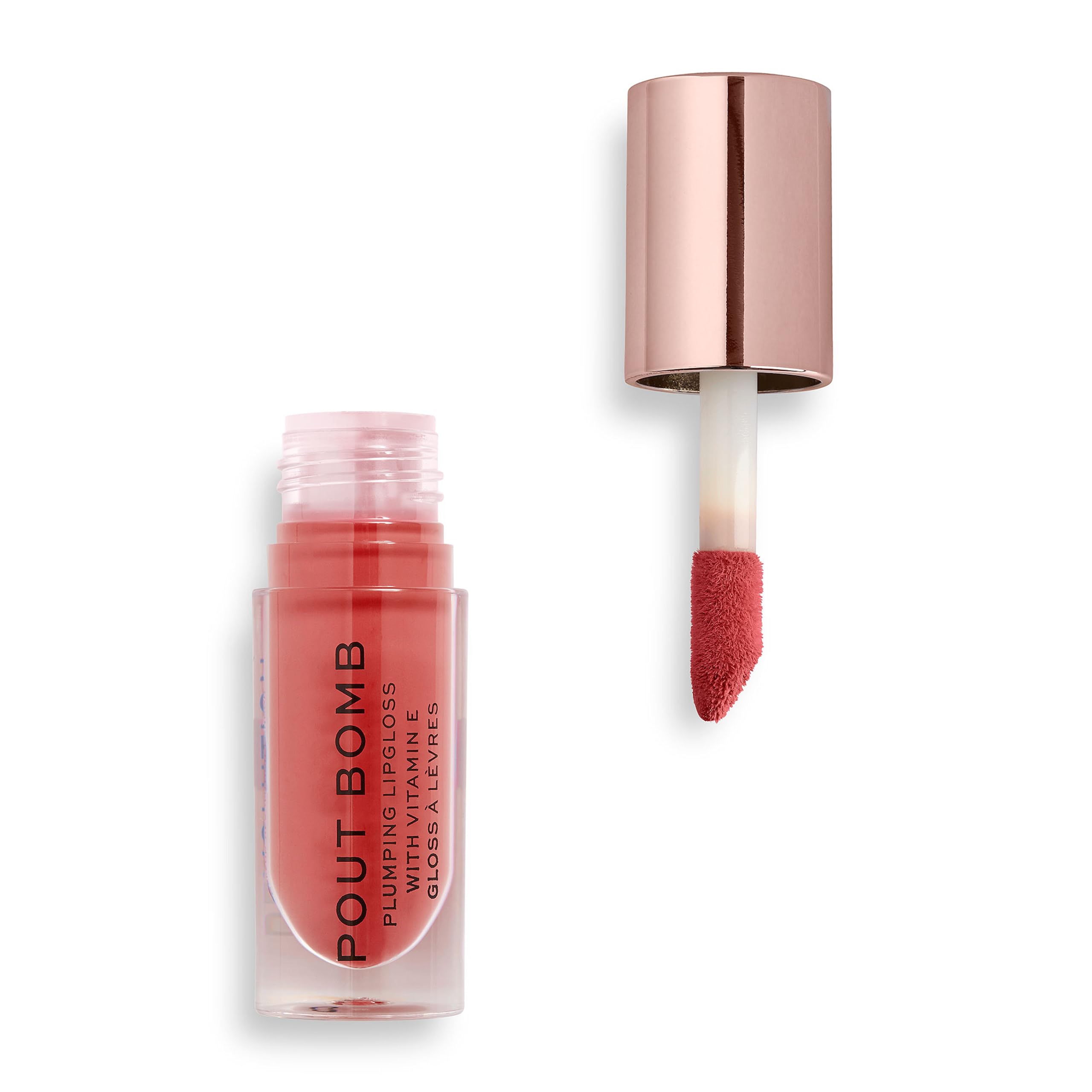 Revolution Makeup Pout Bomb Plumping Gloss, High Shine, Rich Pigment, Soft Tingle Effect, Peachy Coral