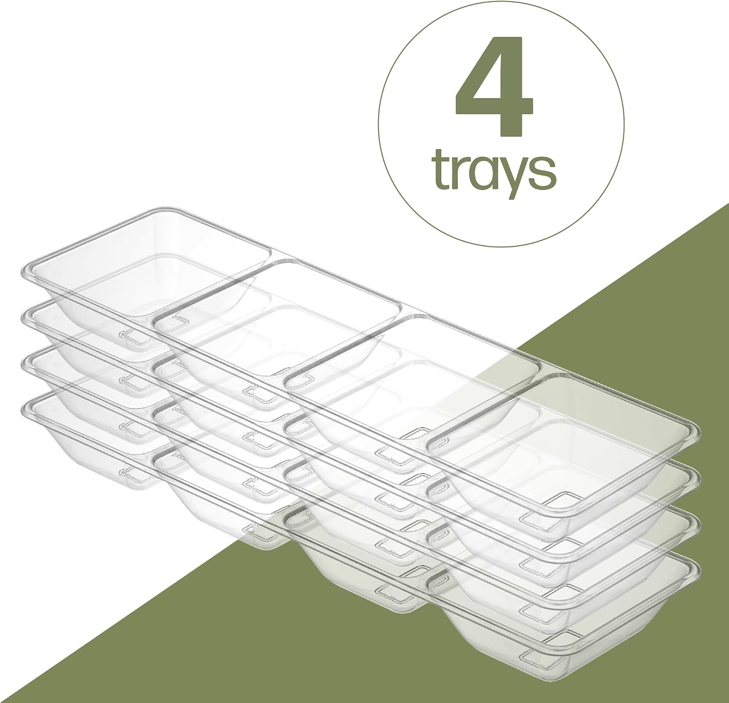 PLASTICPRO 4 Sectional Rectangle Plastic Disposable Serving Pack of 4