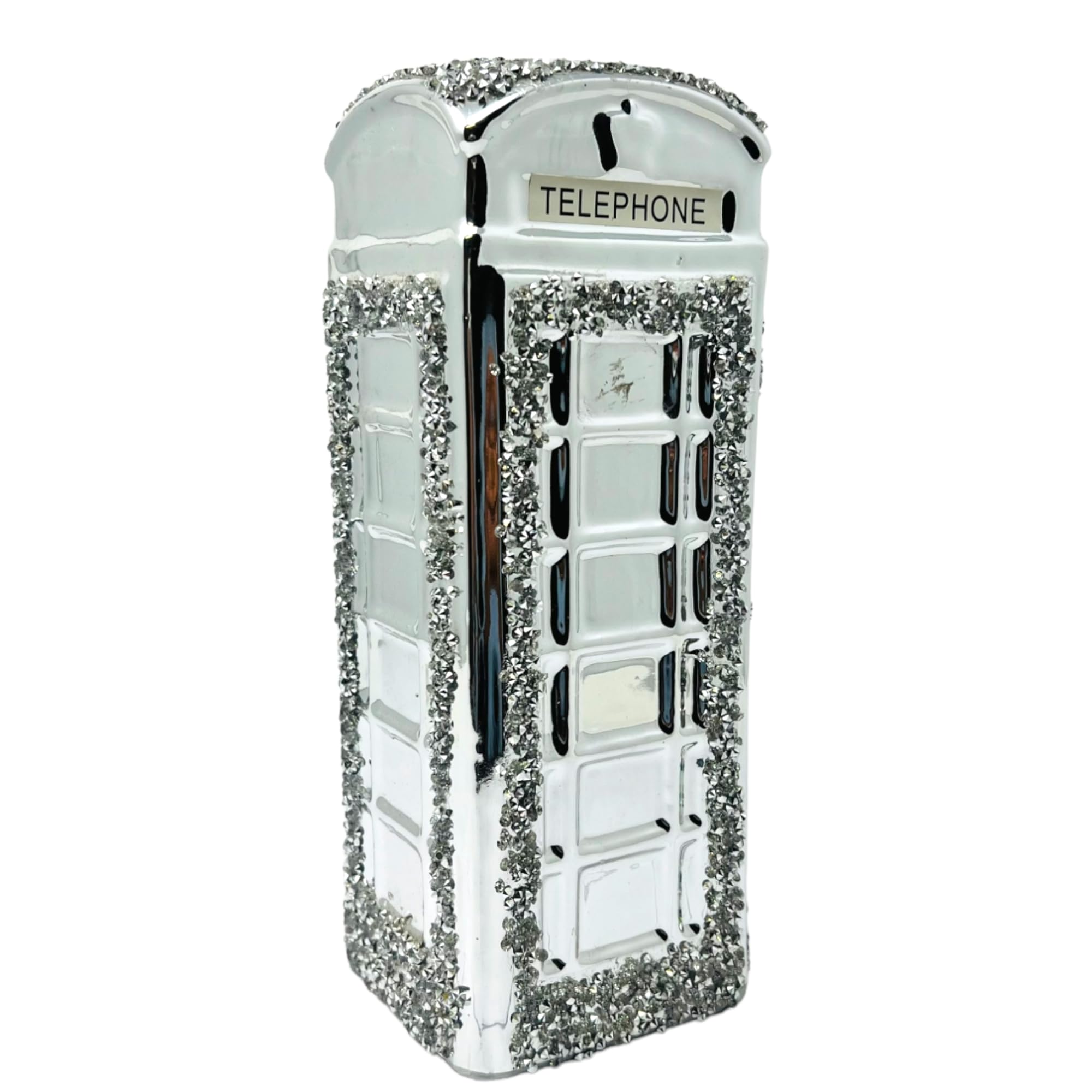 JAYOGLA Silver Crystal London Souvenirs Figurine Is A Good Choice To Decor Your Home & Office, Table, Desk, Shelves, Or Centrepiece For A Party Decoration And Home Art (Telephone Booth)