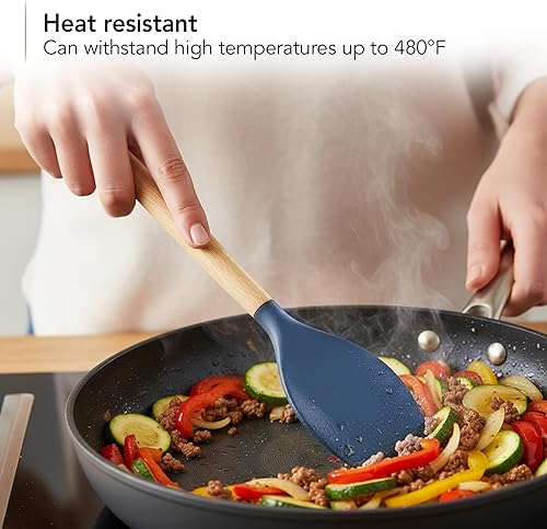 Miniatura 3 de Juego de utensilios de cocina de silicona OVENTE, 17 piezas de herramientas y gadgets de cocina resistentes al calor para utensilios de cocina Azul