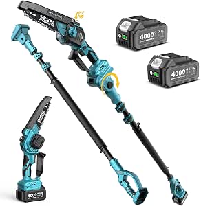 SEESII 2-in-1 Electric Pole Saws for Tree Trimming, Brushless Motor