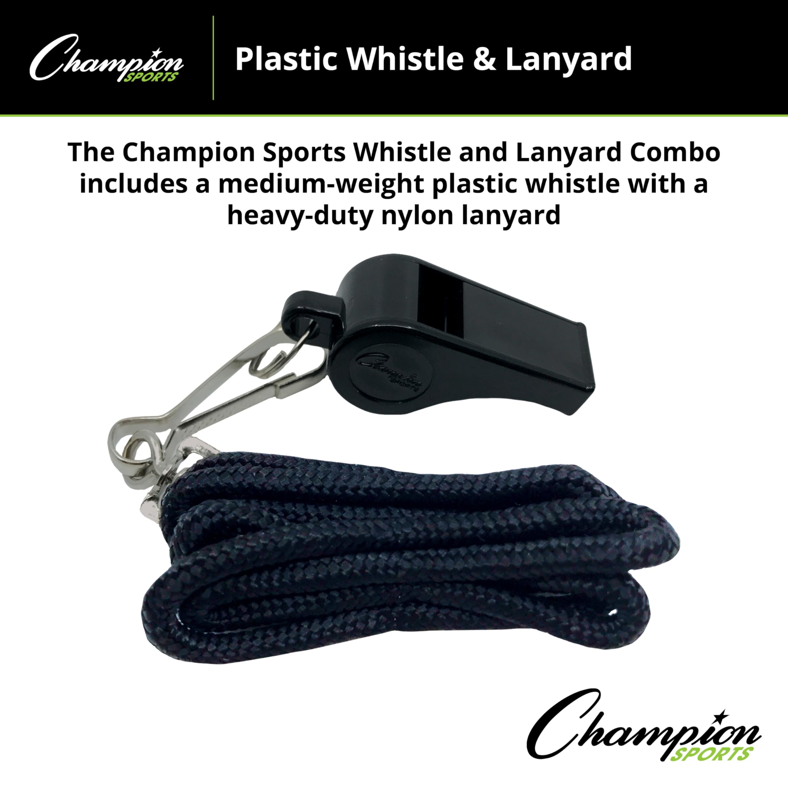 Champion Sports Silbato BP601 para Hombre, Negro/Plata, Talla única