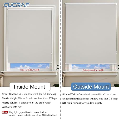 Miniatura 5 de CUCRAF Persianas enrollables 100 % opacas para el hogar, persianas enrollables con aislamiento térmico para puertas, dormitorio, oficina, bloqueo
