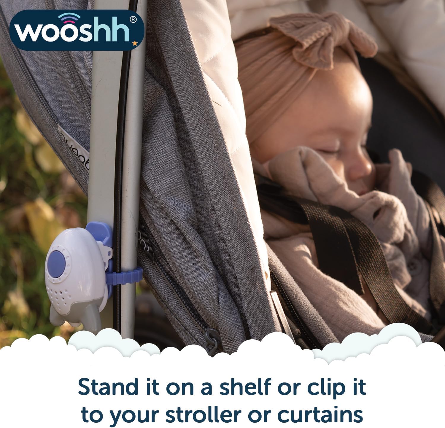 Wooshh by Rockit. Portable Rechargeable Baby Sleep-aid Sound Machine 8 Calming Sounds 4 Volume Levels- All Night Mode- White Noise for Adults, Kids & Baby