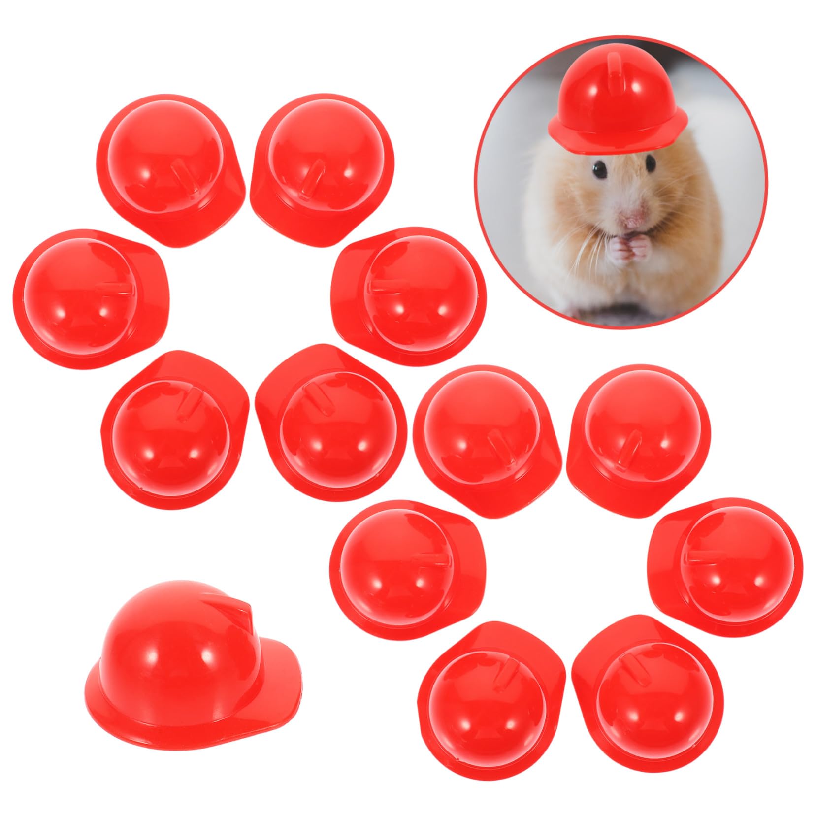 Mini Protector de Seguridad en Rojo, 20 Piezas, Plástico | Sombrero de Construcción Miniatura, Accesorio para Muñeca y Mascota, Uso Exterior y Espectáculos