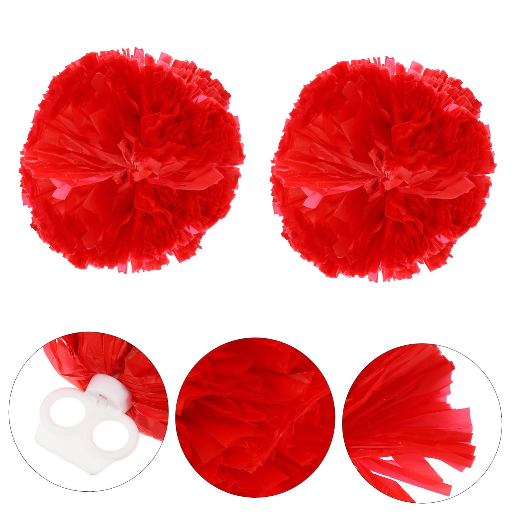 BESPORTBLE 2pcs Cheerleader Poms Cheerleading Pompom Cheering Squad Pom Poms Dance Flower Ball Cheer Poms Plastic Cheering Poms Plastic Ring Pom Poms Cheerleader Supplies Poms Cheer or Red