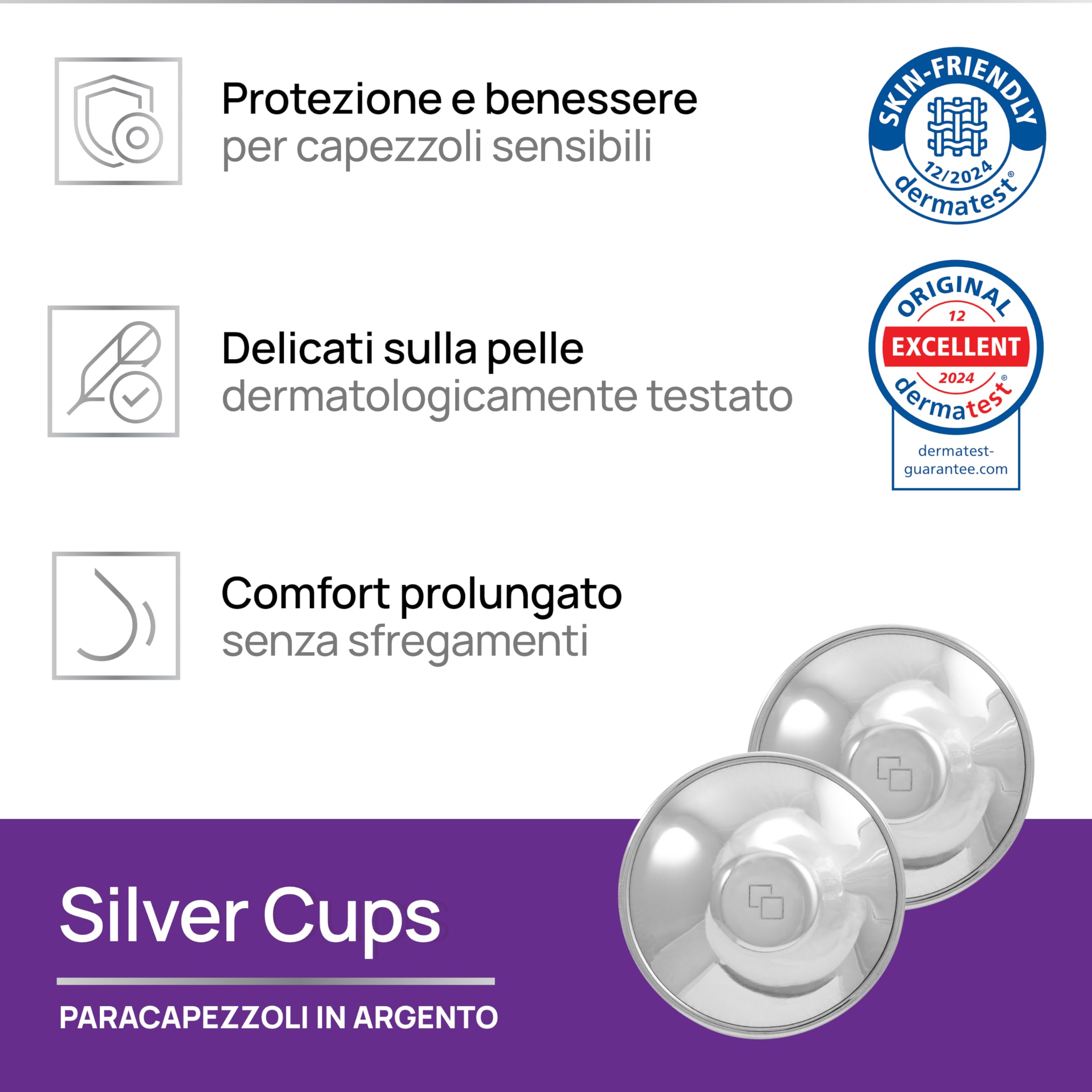 COVERbasics Paracapezzoli in Argento (SilverCups) Coppette Proteggi Capezzoli per Aiutare a Prevenire e Lenire Le Ragadi al Seno Durante l' Allattamento (Regular)