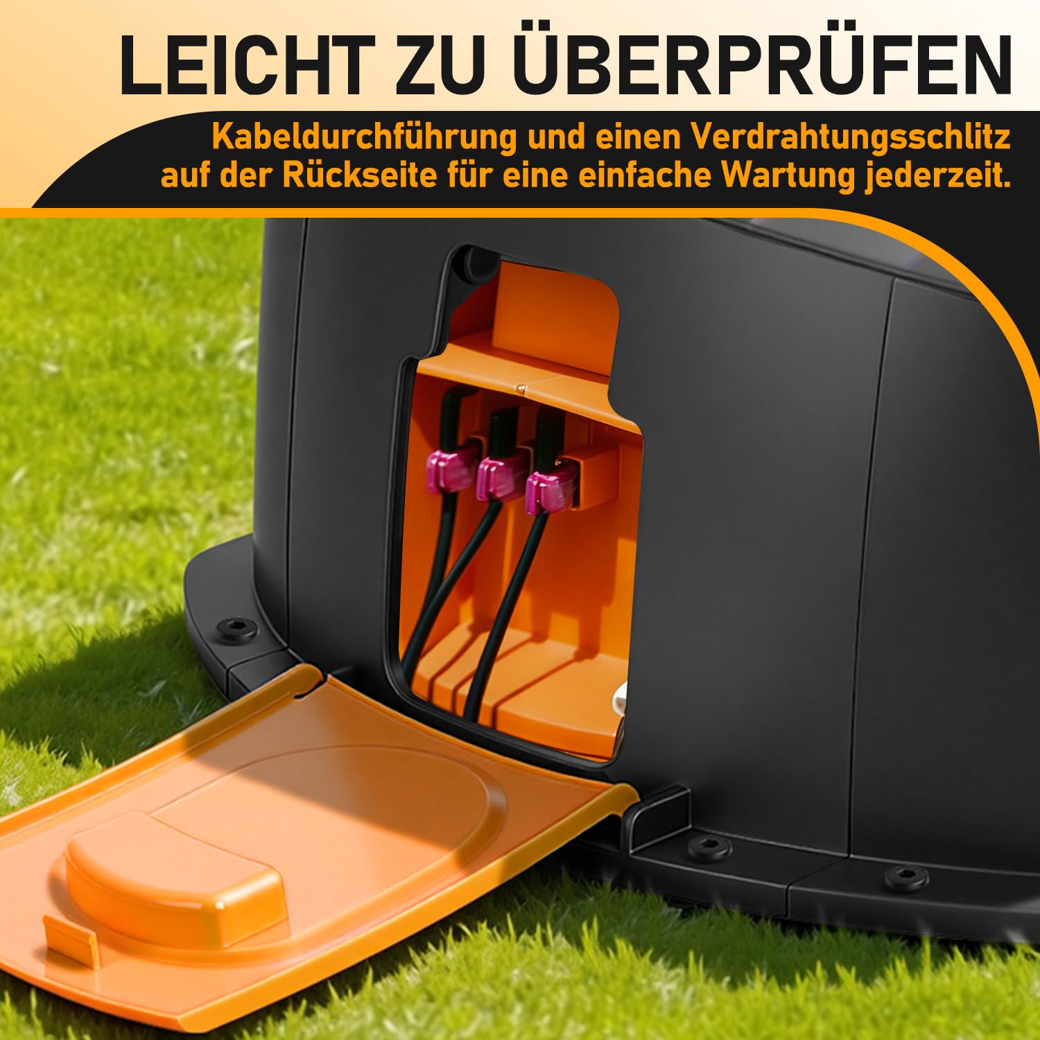 Garaje para robot cortacésped de ABS, 70,5 × 57 × 33 cm, cubierta impermeable para robot de césped y estación de carga, protección UV y lluvia, universal, incluye material de montaje
