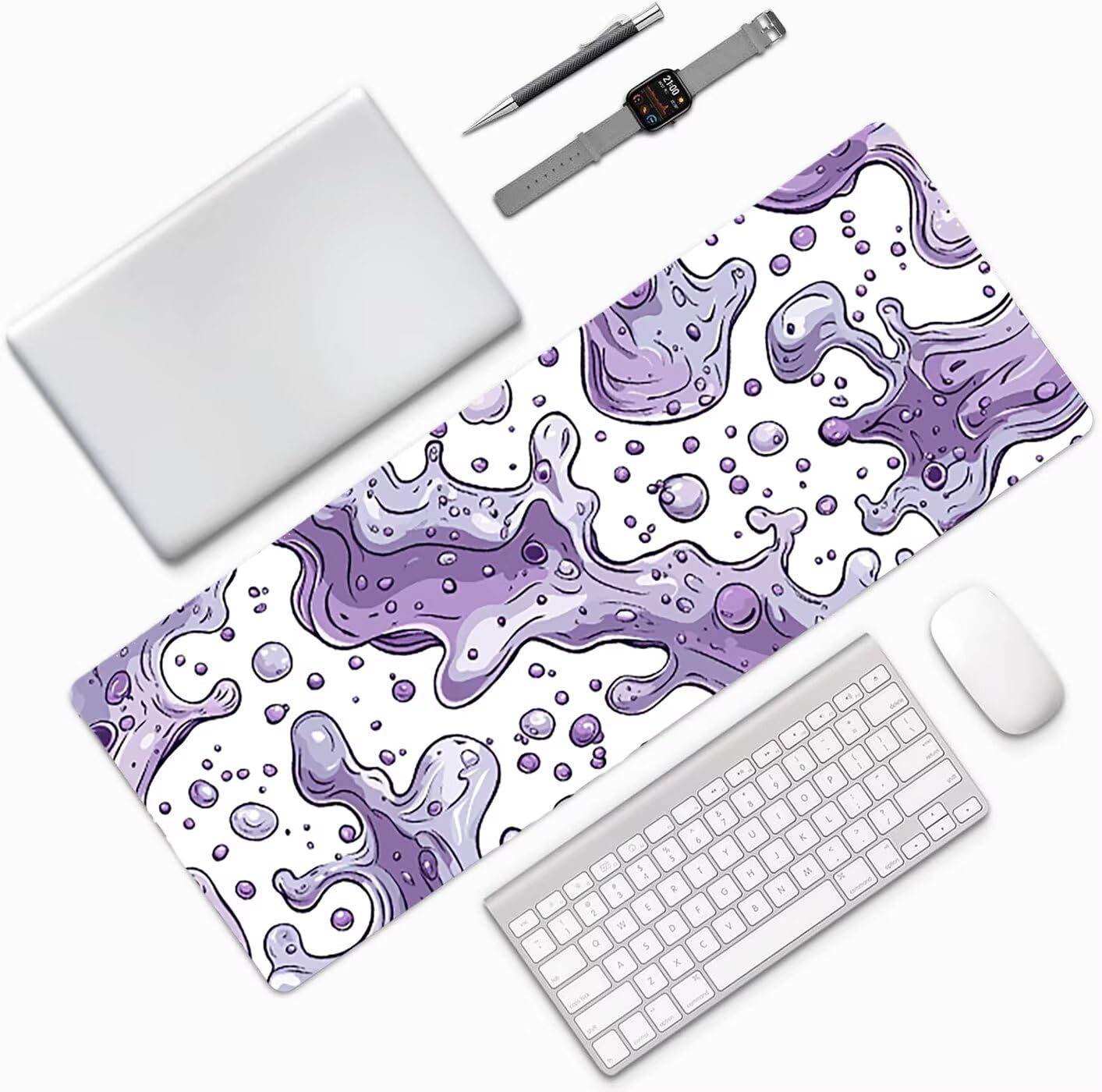 Lpfieonn Einfach Großes Schreibtischunterlage, XXL Schreibtischunterlagen, Weiß XXL Wasserdicht Gaming Mousepad mit Vernähter Rand und Rutschfeste Gummibasis, für Laptop/Hause/Büro 120x60cm PF-1979