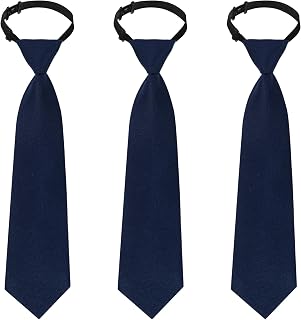 Sucrain 3-Pack Boys Pre-Tied Adjustable Neckties Black - Easy Buckle Lock Ties for Weddings, Graduation, School Uniforms Ages 1-6
