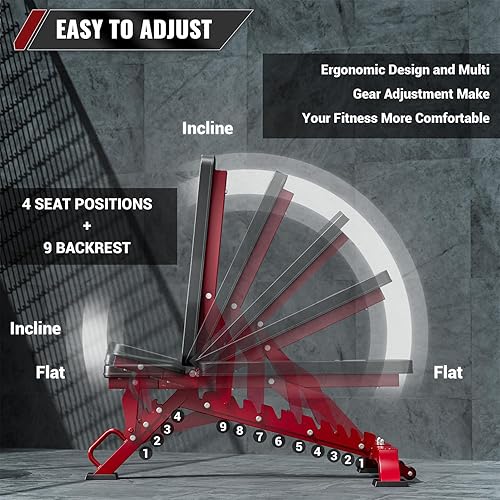 Miniatura 3 de MAJOR LUTIE Banco de pesas, prensa de banco de capacidad de 1300 libras y banco de entrenamiento de fuerza de 32 posiciones ajustables para