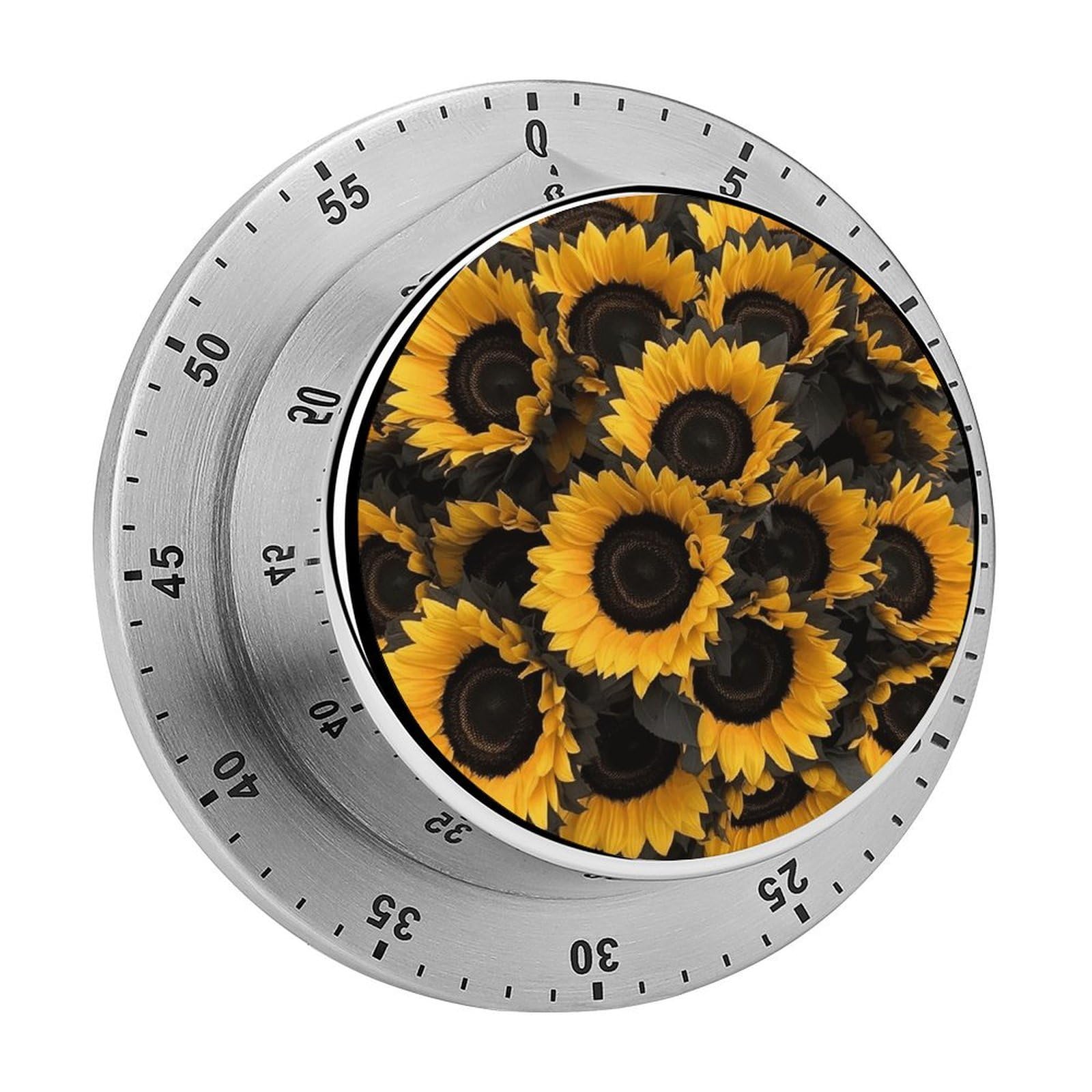 A Bouquet of Black Sunflowers Visual Timer with Loud Alarm 60-Minute Kitchen Timers Exquisite Stainless Steel Body - Mechanical Desk Timer Countdown Clock for Cooking Chef Clock