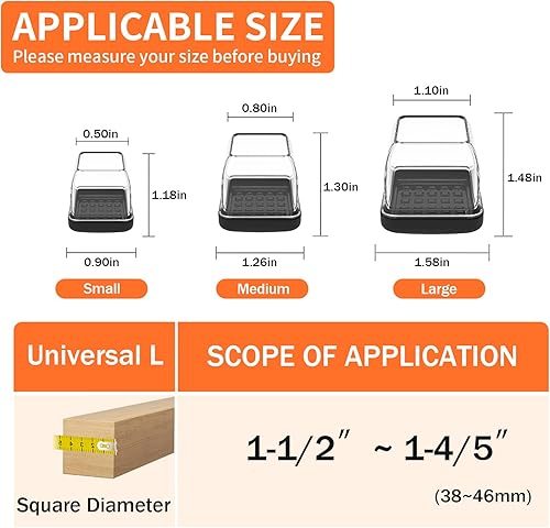 Miniatura 9 de MAYZOLOP Deslizadores de silla para suelos alfombrados, deslizadores de silla cuadrados para muebles, protectores de patas de silla de teflón para