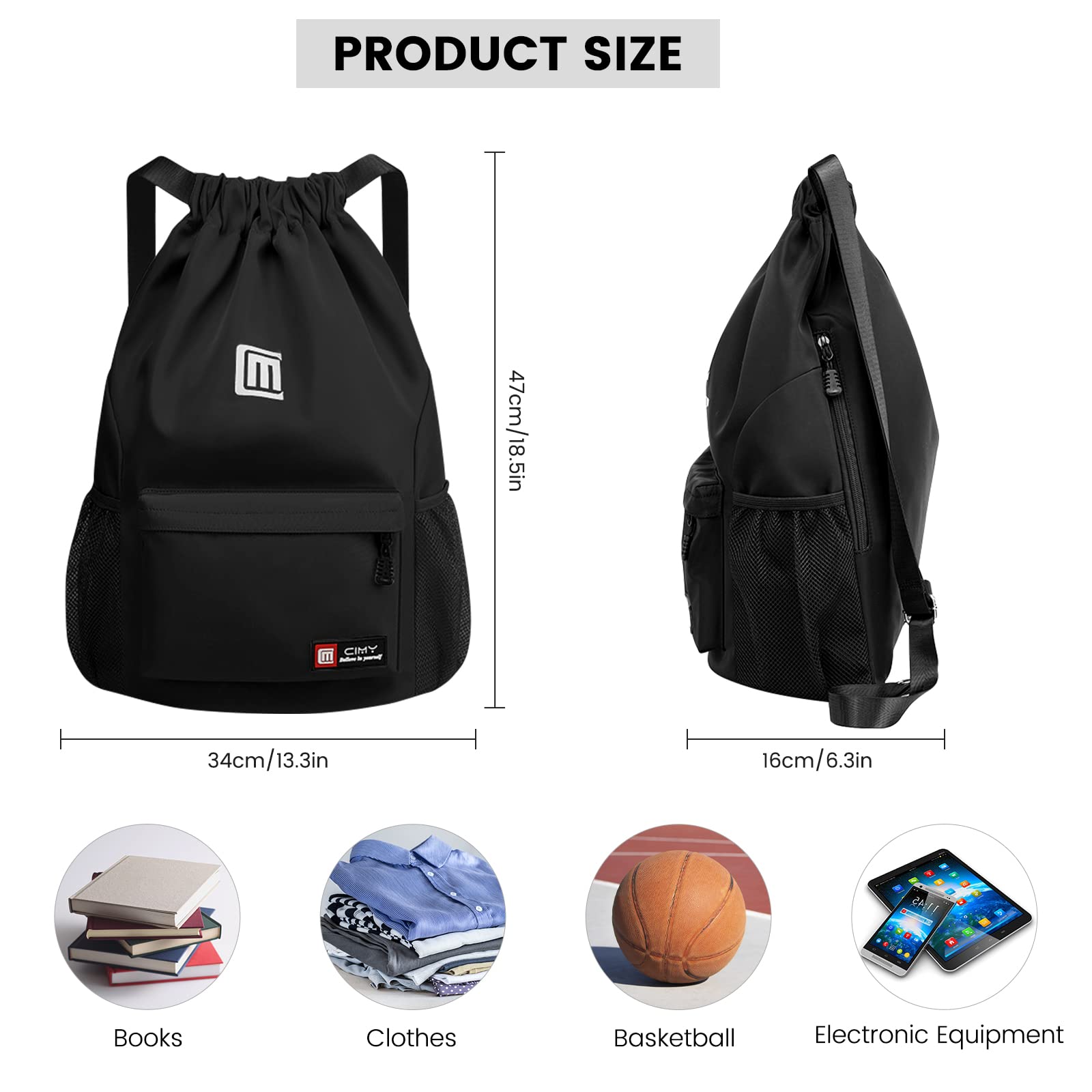 Eucomir Mochilas De Cuerdas, Mochila Deporte Mochila Gym De Malla Agua, Bolsa De Cordón Impermeable De Nylon Bolsa De Gimnasio Cordón — view 5