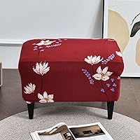 Vista 46 de Funda elástica otomana rectangular para taburete, funda de elastano estampada para reposapiés, protector antideslizante para reposapiés, con parte #1