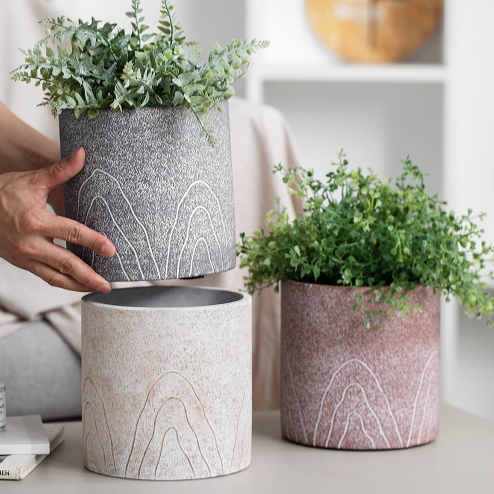 Vasi da Giardino Fioriere da Esterno per Interni, vasi da Fiori in Cemento Vasi succulenti con Foro di drenaggio, Contenitore per Piante di Cactus da Giardino cilindrico