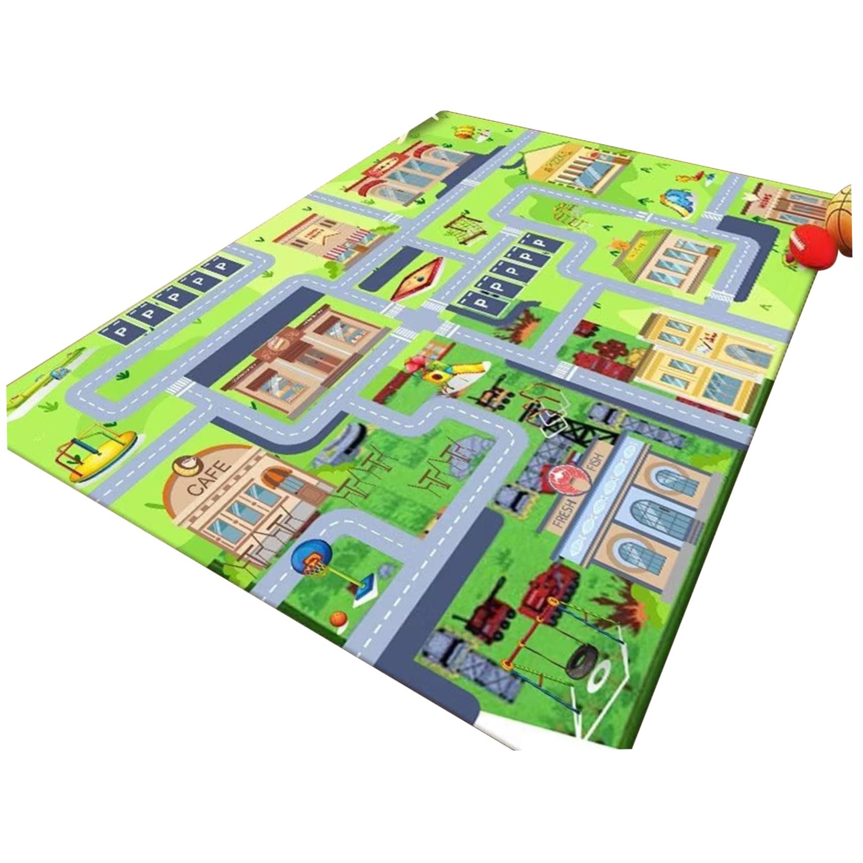 Tapis de jeu voiture ville route grand format enfants 47x63