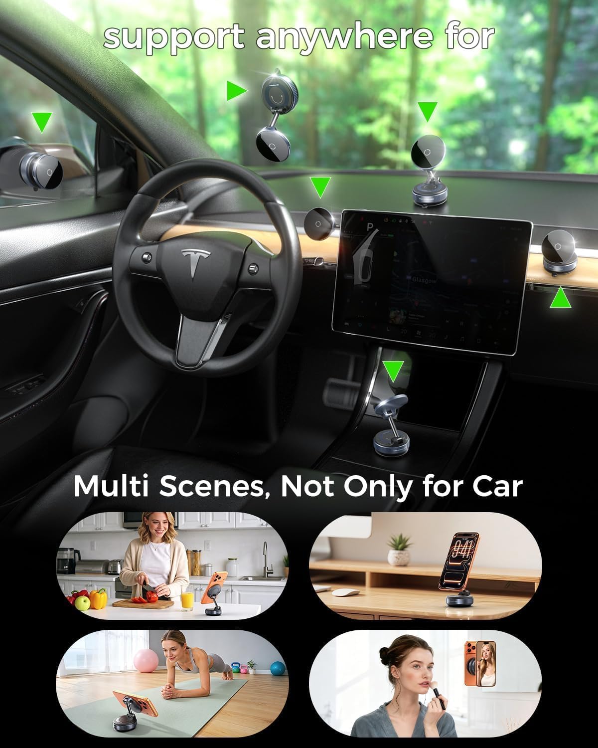 MRGLAS 2026 Upgraded for iPhone MagSafe Car Mount Charger,15W Magnetic Wireless Car Charger with Stronger Suction Cup, Hands-Free Phone Holder for iPhone 17/16/15/14/13/12 Pro Max