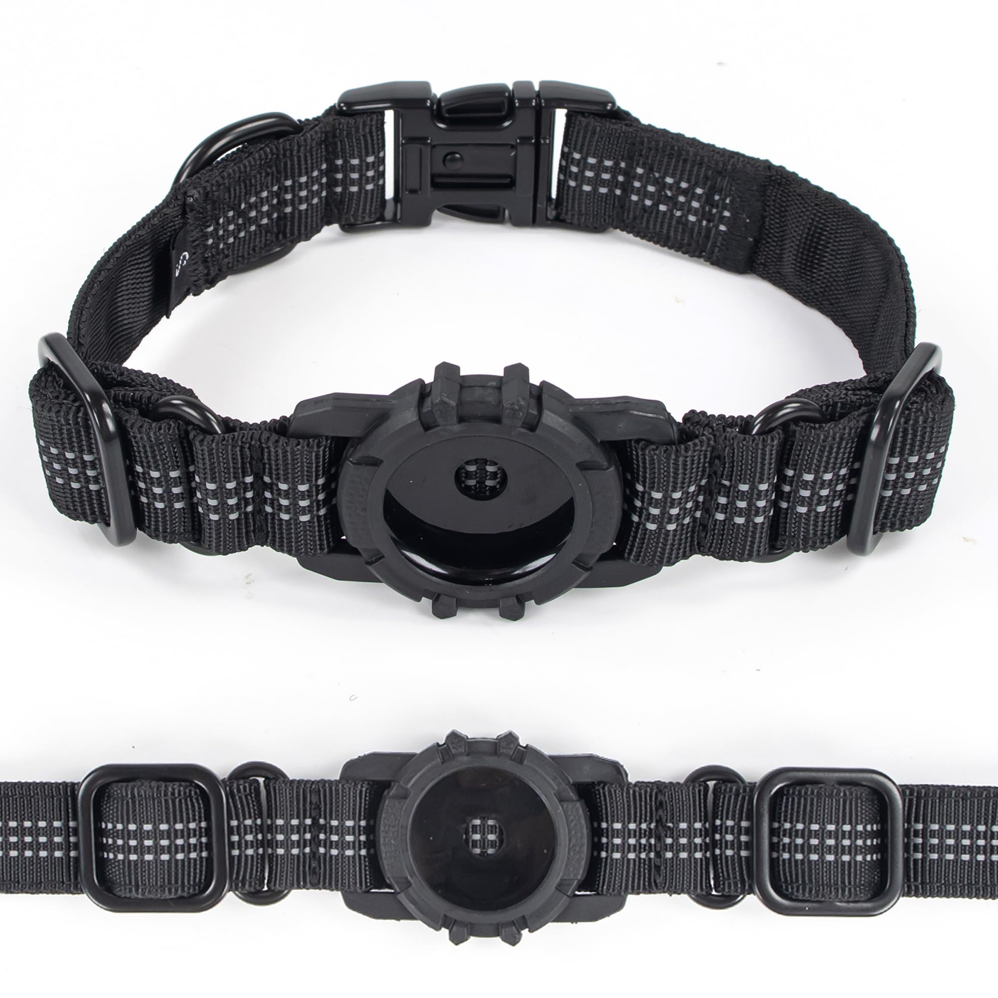 Azpet Superior Trace Dog Collar - for Apple Airtag - Premium Metal Hardware (Black, Medium)